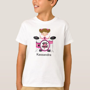 Mädchen-Felsen auf Trommel-Shirt T-Shirt