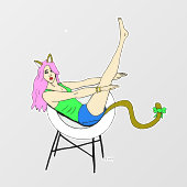 Mädchen Fensteraufkleber (Blatt)