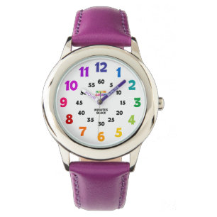 Mädchen fett Nummer Lila lernen Time Watch zu sag Armbanduhr