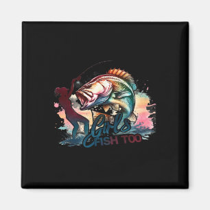 Mädchen fischen zu Fischen große Mouth B Grafik Fi Magnet