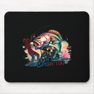 Mädchen fischen zu Fischen große Mouth B Grafik Fi Mousepad