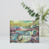 Mädchen fischt nachts postkarte (Stehend Vorderseite)