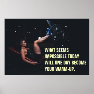 Mädchen Fitness Motivierender Fitnessstudio-Spruch Poster