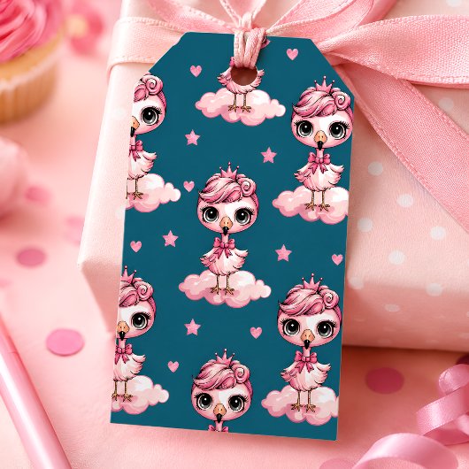 Mädchen Flamingo Thema Geschenkanhänger