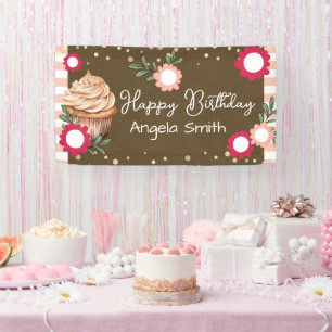 Mädchen Floral Cupcake Willkommens Geburtstag Kraf Banner