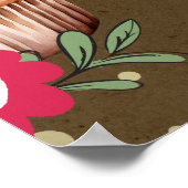 Mädchen Floral Cupcake Willkommens Geburtstag Kraf Poster (Ecke)