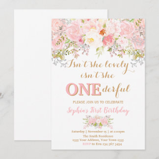 Mädchen Floral Ist sie nicht Onederful 1. Geburtst Einladung