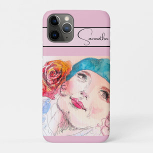 Mädchen Frau Pink Rot Rose Wasserfarbe Aqua Telefo Case-Mate iPhone Hülle