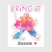 Mädchen Frauen bringen Hockey Goalie Wasserfarbe Aufkleber (Blatt)