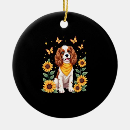 Mädchen Frauen Mutter Cavalier King Charles Spanie Keramik Ornament (Vorne)