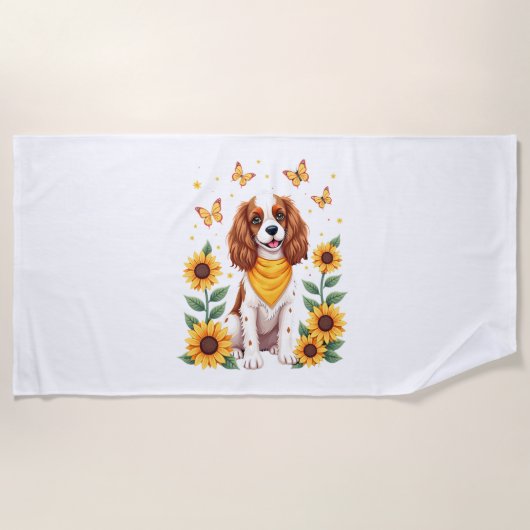 Mädchen Frauen Mutter Cavalier King Charles Spanie Strandtuch (Vorderseite)