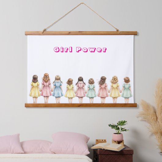 Mädchen Freunde  Wandteppich Mit Holzrahmen (Schlafzimmer)