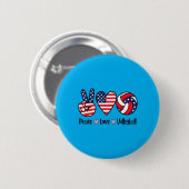 Mädchen Frieden Liebe Volleyball 4. Juli Amerikani Button (Vorne & Hinten)