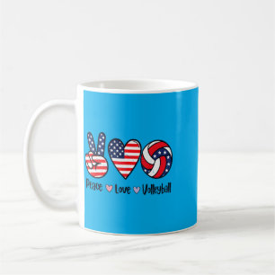 Mädchen Frieden Liebe Volleyball 4. Juli Amerikani Kaffeetasse