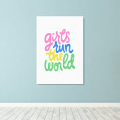 Mädchen führen die Welt Leinwanddruck (Insitu (Holzboden))