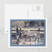 Mädchen führt ihr Pony Artwork Postkarte (Vorne/Hinten)