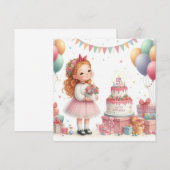 Mädchen fünf Jahre alt Geburtstag Einladung (Vorne/Hinten)