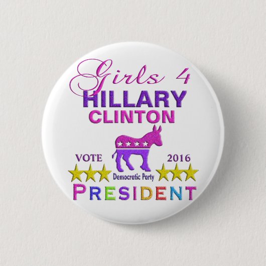 Mädchen für Hillary Clinton-Präsidenten Button (Vorderseite)