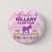 Mädchen für Hillary Clinton-Präsidenten Button (Vorderseite)