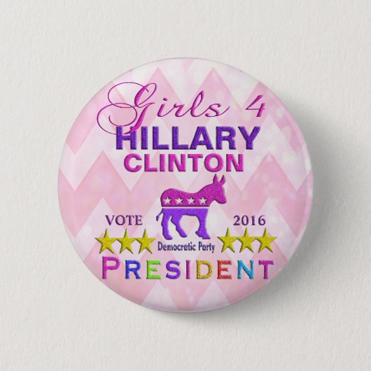 Mädchen für Hillary Clinton-Präsidenten Button (Vorderseite)