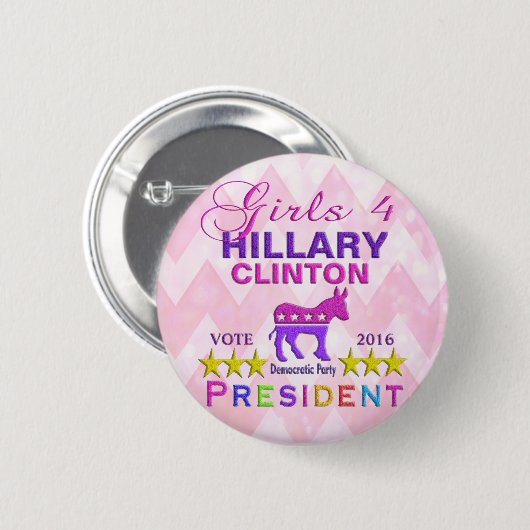 Mädchen für Hillary Clinton-Präsidenten Button (Vorne & Hinten)