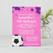 Mädchen-Fußball-Ball-Geburtstags-Party Einladungen (Stehend Vorderseite)