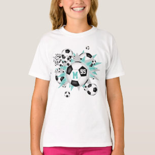 Mädchen-Fußball-Blowout in Hellblau-Grau mit Stern T-Shirt