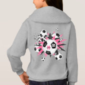Mädchen Fußball Blowout mit rosa schwarzen Sternen Hoodie (Rückseite)