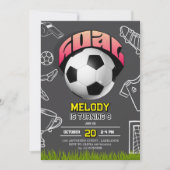Mädchen Fußball Geburtstagsfeier Einladung (Vorderseite)