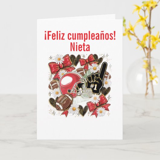 Mädchen Fußball gefaltete Grußkarte Karte (Gelbe Blume)