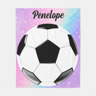Mädchen-Fußball-Pastellsterne personalisierter Nam Fleecedecke