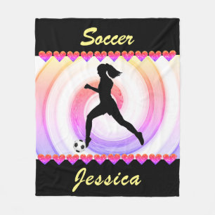 Mädchen-Fußball Regenbogen-Wirbel und Glitzer-Herz Fleecedecke