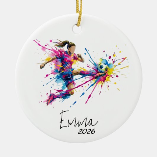 Mädchen-Fußball-Schmuck, Fußball-Schmuck Keramik Ornament (Vorne)