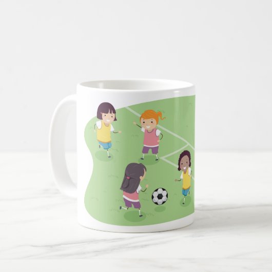 Mädchen Fußball spielen Kaffeetasse (Vorderseite Links)