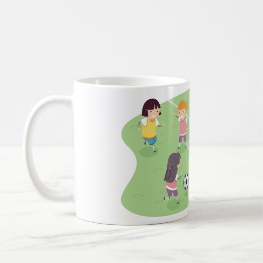 Mädchen Fußball spielen Kaffeetasse (Links)