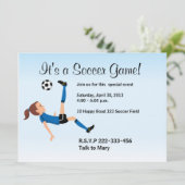 Mädchen-Fußball-Spieler-Einladung Einladung (Stehend Vorderseite)