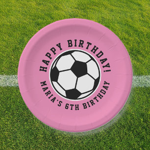 Mädchen-Fußball-Sport Geburtstag individuell pink Pappteller