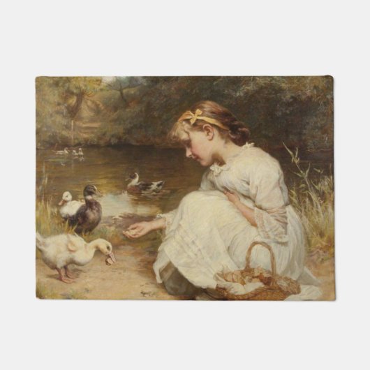 Mädchen Fütternd Enten (von Frederick Morgan) Fußmatte (Vorderseite)