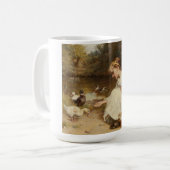 Mädchen Fütternd Enten (von Frederick Morgan) Kaffeetasse (Vorderseite Links)