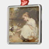 Mädchen Fütternd Enten (von Frederick Morgan) Ornament Aus Metall (Links)