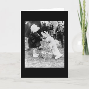 Mädchen Fütternd Osterhase 1929 Feiertagskarte