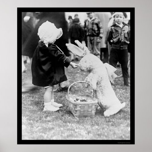 Mädchen Fütternd Osterhase 1929 Poster (Vorne)