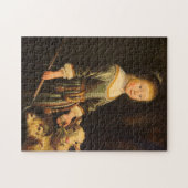 Mädchen Fütternd Schafe Alte Meister Malerei Puzzle (Horizontal)