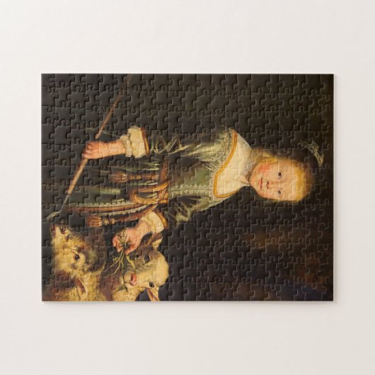 Mädchen Fütternd Schafe Alte Meister Malerei Puzzle (Horizontal)