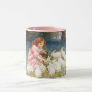 Mädchen füttert die Kaninchen (von Frederick Morga Tasse
