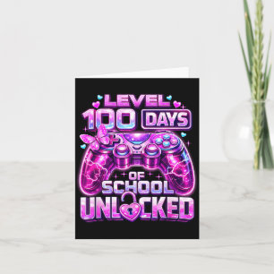 Mädchen-Gamerin pink Level 100 Tage Schule freiges Karte