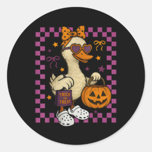 Mädchen Gans Halloween Gruselige Gans Alberne Gans Runder Aufkleber