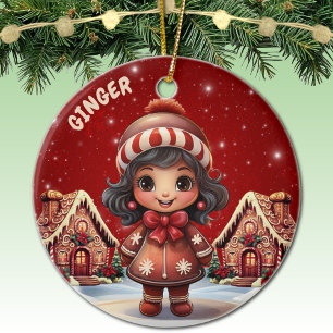 Mädchen-Gebäckdorf-Haus-Weihnachtsdekoration Keramik Ornament