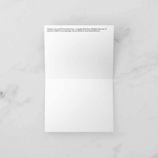 Mädchen-Gebäude-Sandschloss an den Karte (Innenseite)