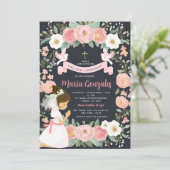 Mädchen Gebet Erste heilige Kommunion Rosa Bläseri Einladung (Stehend Vorderseite)